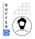 Abstract Concept of Buffering Process with Puzzle Pieces and User Icon in Minimalist Design Royalty Free Stock Photo