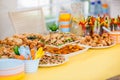 Buffet for celebration birthday food on plates Royalty Free Stock Photo