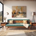 Buffet-inspired Mid-century Retro Sofa Design Royalty Free Stock Photo