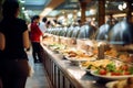 A Buffet Line With Plates Of Food On It Royalty Free Stock Photo