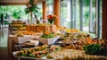 Buffet Party, Food Buffet Catering Dining Eating Party Sharing in the Restaurant. Generative Ai Royalty Free Stock Photo