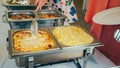 Business catering people take buffet food during company event Royalty Free Stock Photo