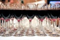 Buffet red wine in glasses