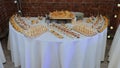 Buffet in a restaurant, hotel. Buffet table for guests. Holiday catering. Buffet with delicious food. A set of cold Royalty Free Stock Photo