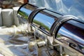 Buffet Table with dishware waiting for guests Royalty Free Stock Photo