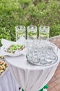 Buffet table with mojito and glasses at the celebration