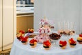 Buffet table with sweets and fruits Royalty Free Stock Photo