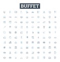 Buffet vector line icons set. Buffet, Catering, Dining, Food, Cuisine, Banquet, Dish illustration outline concept