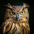 Buffy Fish Owl close up of yellow Made With Generative AI illustration