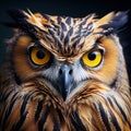 Buffy Fish Owl close up of yellow Made With Generative AI illustration