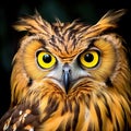 Buffy Fish Owl close up of yellow Made With Generative AI illustration