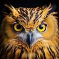 Buffy Fish Owl close up of yellow Made With Generative AI illustration