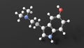 bufotenin molecule, molecular structure, tryptamine derivative, ball and stick 3d model, structural chemical formula with colored