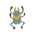 Bug. Beetle. Gray orange beetle icon with six legs. Halloween concept. Vector illustration isolated on white background. Design Royalty Free Stock Photo