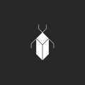 Bug black and white mockup logo, insect icon, graphic design