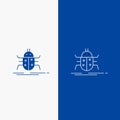 Bug, bugs, insect, testing, virus Line and Glyph web Button in Blue color Vertical Banner for UI and UX, website or mobile Royalty Free Stock Photo