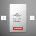 Bug, bugs, insect, testing, virus Line Icon in Carousal Pagination Slider Design & Red Download Button Royalty Free Stock Photo