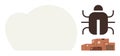 Bug Icon Near Cloud Shape and Stacked Boxes Representing Data Vulnerability and Cybersecurity Royalty Free Stock Photo