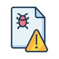 Bug detector report alert warning single isolated icon with filled line style