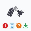 Bug disinfection sign icon. Fumigation symbol