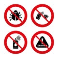 Bug disinfection signs. Caution attention icon Royalty Free Stock Photo