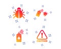 Bug disinfection signs. Caution attention icon. Vector Royalty Free Stock Photo