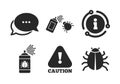 Bug disinfection signs. Caution attention icon. Vector Royalty Free Stock Photo