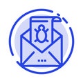 Bug, Emails, Email, Malware, Spam, Threat, Virus Blue Dotted Line Line Icon