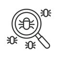 Bug fixing icon in line design. Bug fixing, debugging, software repair, troubleshooting, code fix, patching on white
