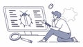 Bug Fixing Software Development, Code Debugging IT Solution, vector design Generative AI Royalty Free Stock Photo