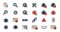 Bug Fixing and Web Development Icons Set Royalty Free Stock Photo