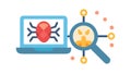 Bug Found Laptop Security, Cybersecurity Virus Detection, vector design Generative AI Royalty Free Stock Photo