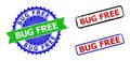 BUG FREE Rosette and Rectangle Bicolor Stamp Seals with Unclean Styles Royalty Free Stock Photo