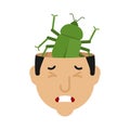 Bug in head. Beetle in open head