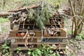 Bug hotel made from pallets Royalty Free Stock Photo