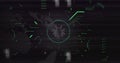 Bug icon and binary code image over digital world map background Royalty Free Stock Photo
