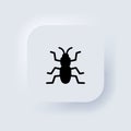 Bug icon in black. Insect. Parasite, ant, cockroach. Neumorphic UI UX white user interface web button. Neumorphism. Vector EPS 10 Royalty Free Stock Photo