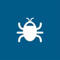 Bug Icon On Blue Background. Blue Flat Style Vector Illustration Royalty Free Stock Photo