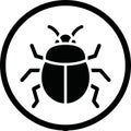 Bug Icon in Circle - Software Virus or Pest Symbol Royalty Free Stock Photo