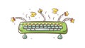 Bug-Infested Cartoon Keyboard, Software Glitch & Debugging Concept, vector design Generative AI Royalty Free Stock Photo