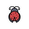 Bug, Insect, Ladybug, Spring  Flat Color Icon. Vector icon banner Template Royalty Free Stock Photo