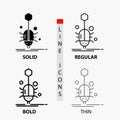 Bug, insect, spider, virus, web Icon in Thin, Regular, Bold Line and Glyph Style. Vector illustration Royalty Free Stock Photo