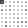 Bug and insects vector icons set Royalty Free Stock Photo