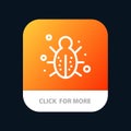 Bug, Internet, Network, Protection, Security Mobile App Button. Android and IOS Line Version Royalty Free Stock Photo