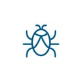 Bug Line Blue Icon On White Background. Blue Flat Style Vector Illustration Royalty Free Stock Photo