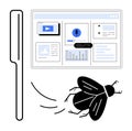Bug Detection in Software Development Concept with Error Analysis Tools and Debugging Process Royalty Free Stock Photo
