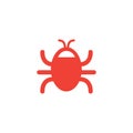 Bug Red Icon On White Background. Red Flat Style Vector Illustration Royalty Free Stock Photo
