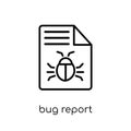 Bug report icon. Trendy modern flat linear vector Bug report icon on white background from thin line Programming collection