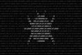 Bug silhouette composed from 0 and 1 digits over binary code surface Royalty Free Stock Photo