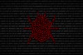 Bug silhouette composed from red 0 and 1 digits over binary code Royalty Free Stock Photo